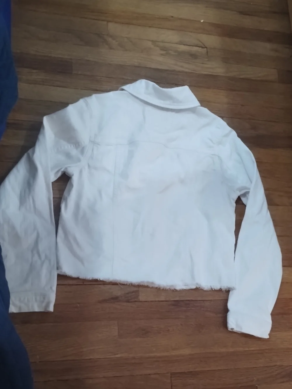 SO White Cropped Denim Jacket with Button Front